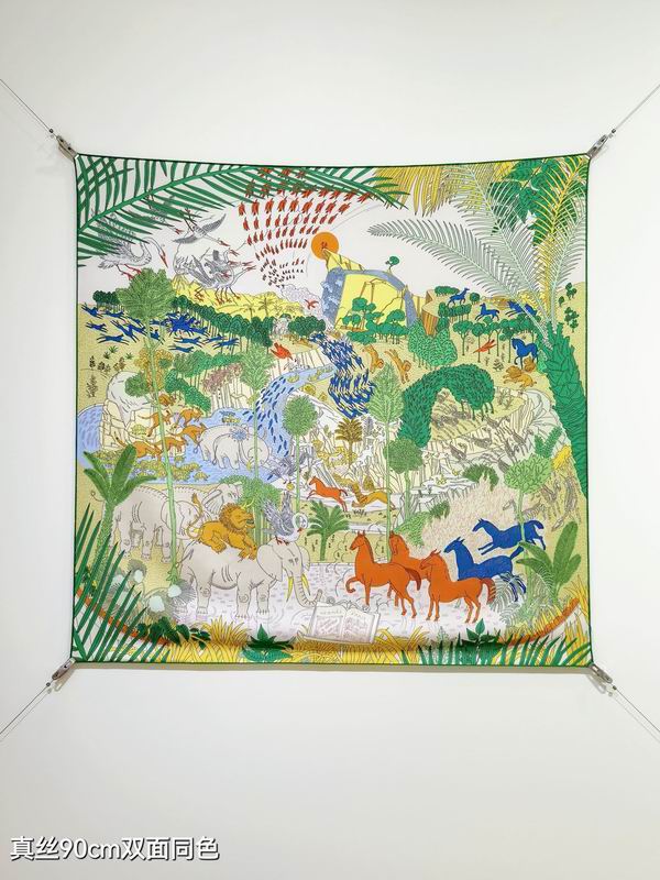 Hermes silk Scarf 90X90cm E24 (8)