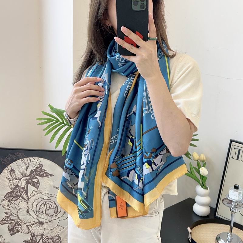 Hermes silk scarf 90-180cm E05 (1)