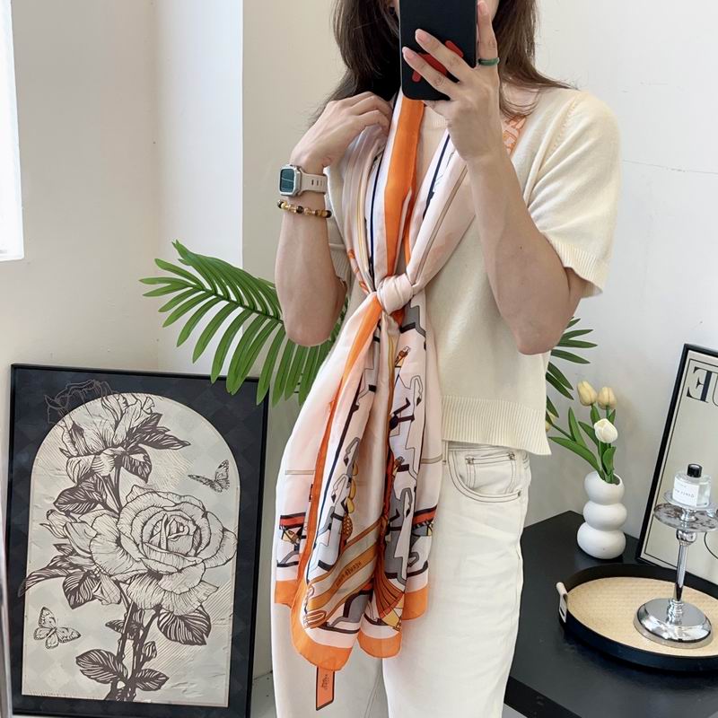 Hermes silk scarf 90-180cm E05 (11)