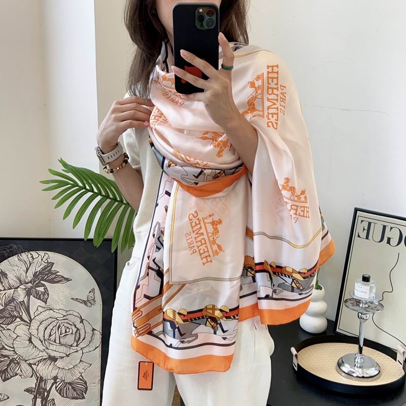 Hermes silk scarf 90-180cm E05 (12)