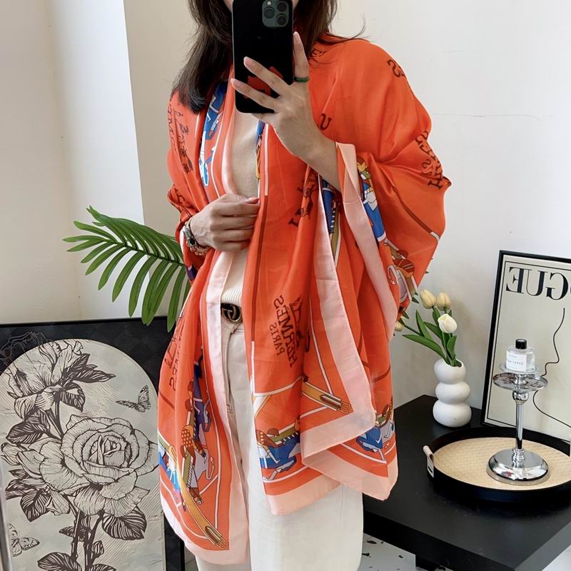 Hermes silk scarf 90-180cm E05 (13)