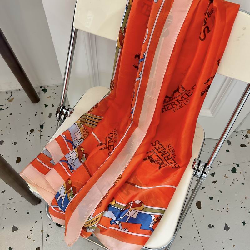 Hermes silk scarf 90-180cm E05 (15)