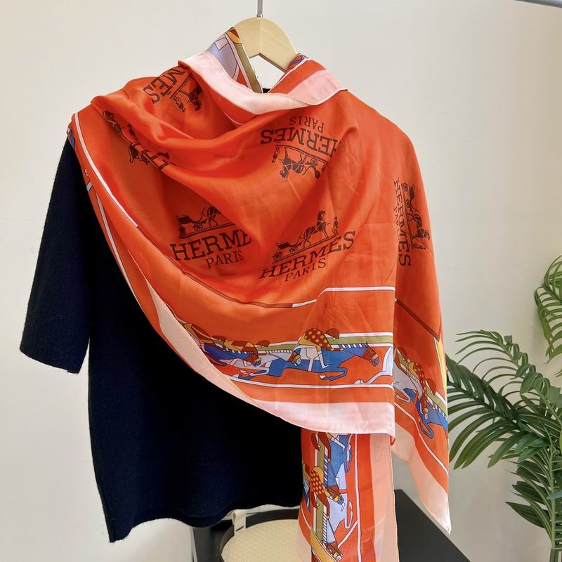 Hermes silk scarf 90-180cm E05 (16)