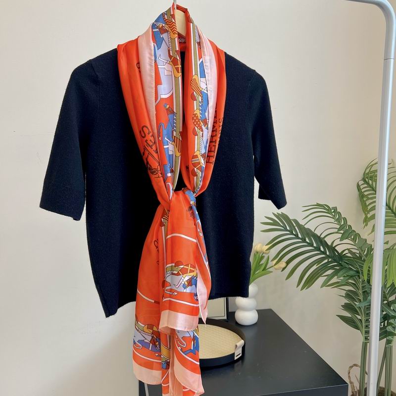 Hermes silk scarf 90-180cm E05 (17)