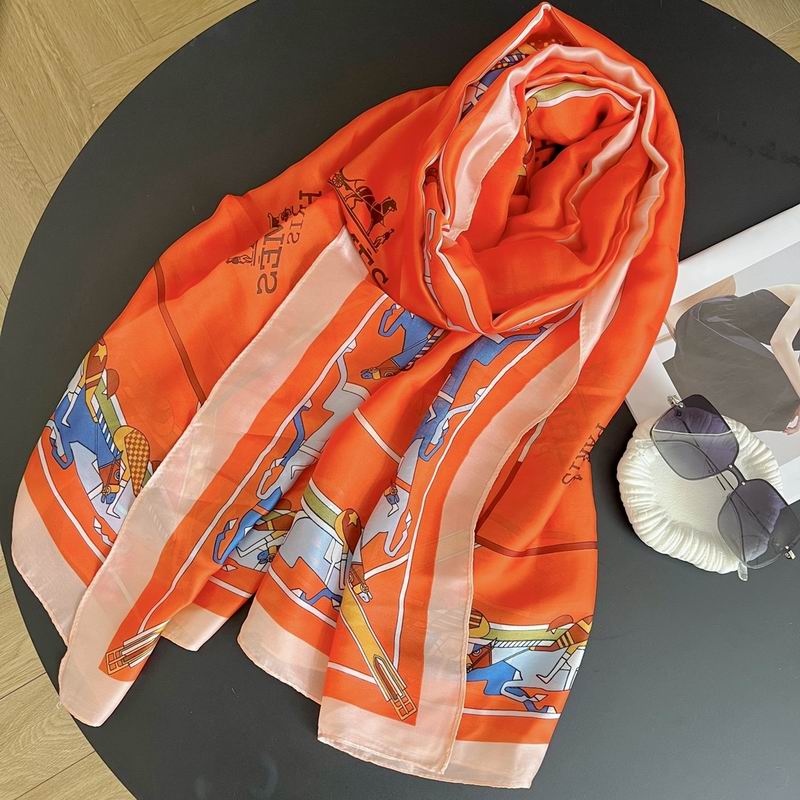 Hermes silk scarf 90-180cm E05 (18)
