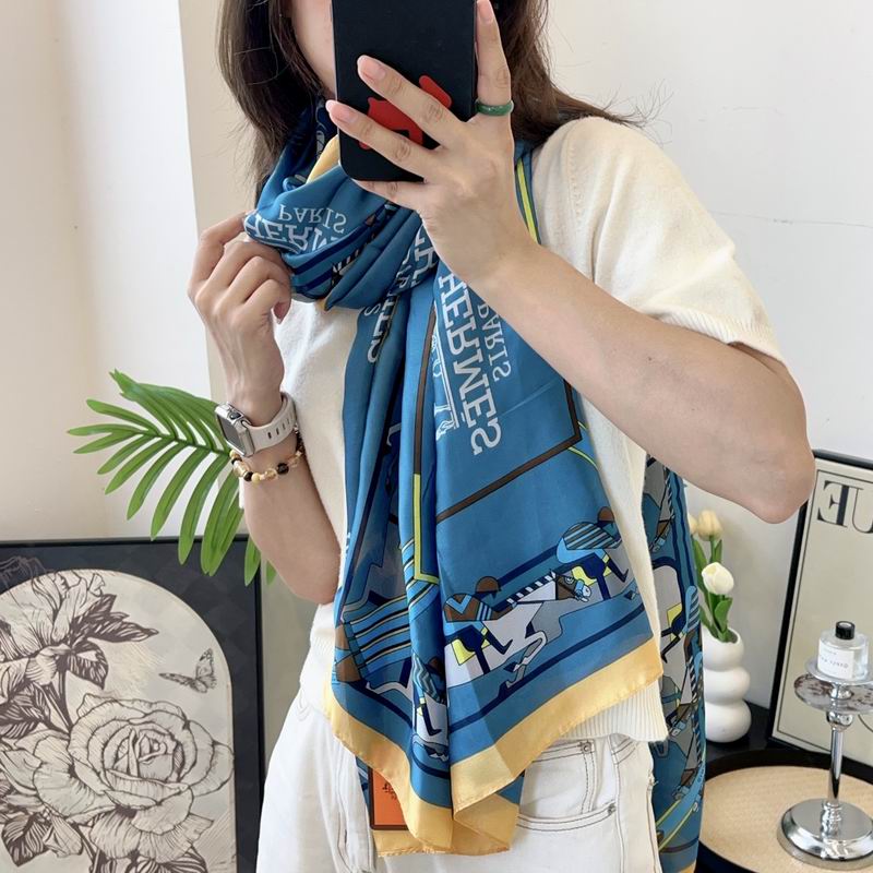 Hermes silk scarf 90-180cm E05 (2)