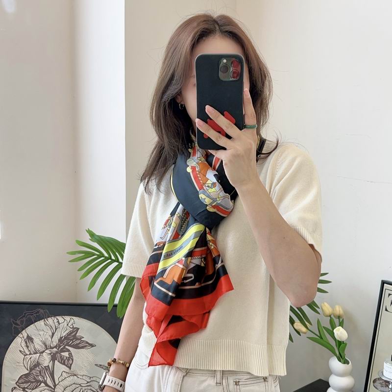 Hermes silk scarf 90-180cm E05 (22)