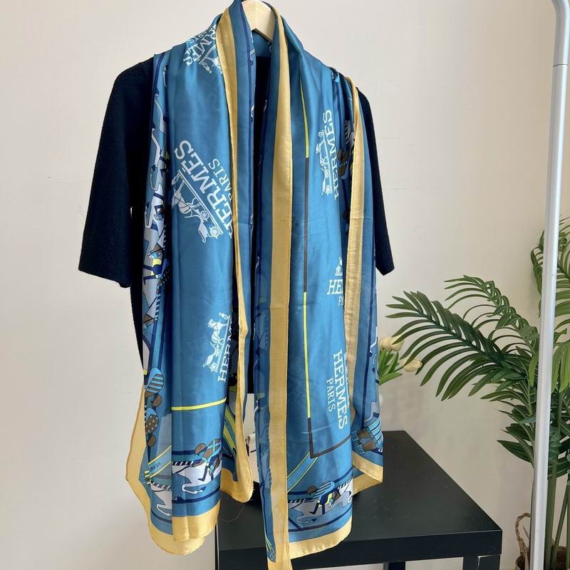 Hermes silk scarf 90-180cm E05 (3)