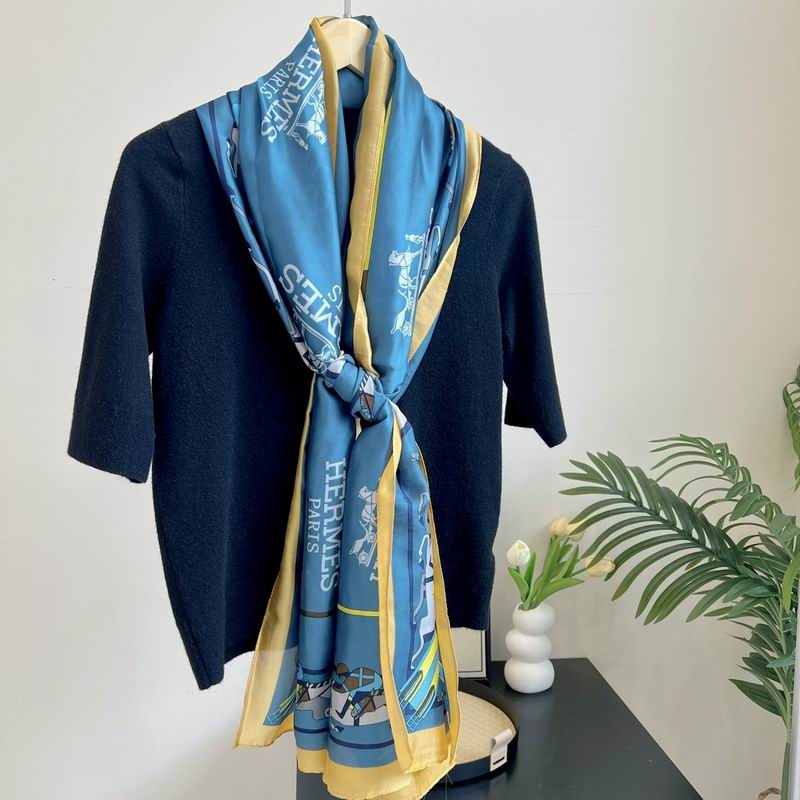 Hermes silk scarf 90-180cm E05 (4)
