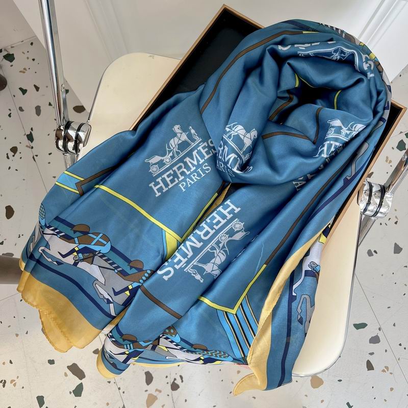 Hermes silk scarf 90-180cm E05 (5)