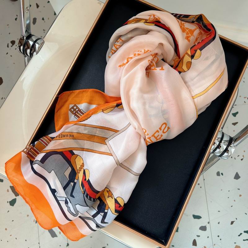 Hermes silk scarf 90-180cm E05 (7)