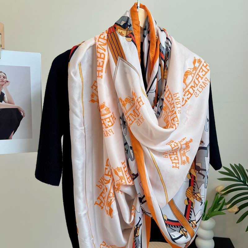 Hermes silk scarf 90-180cm E05 (8)