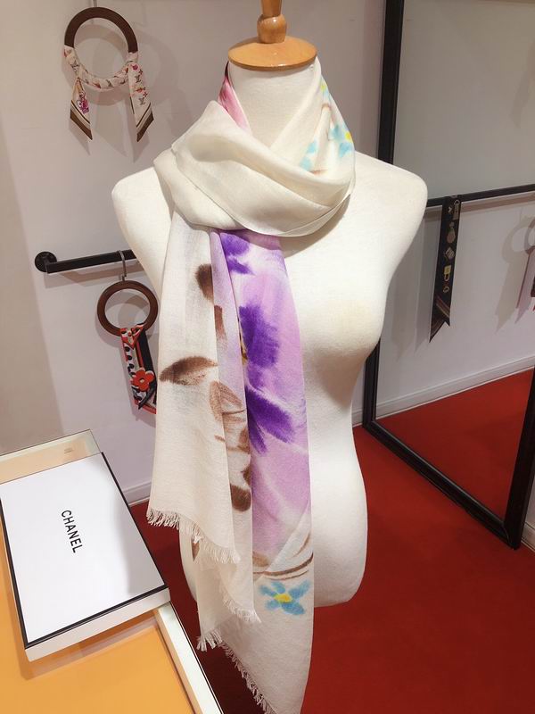 Chanel scarf 70X200cm 50%羊毛50%真丝 E171 (2)