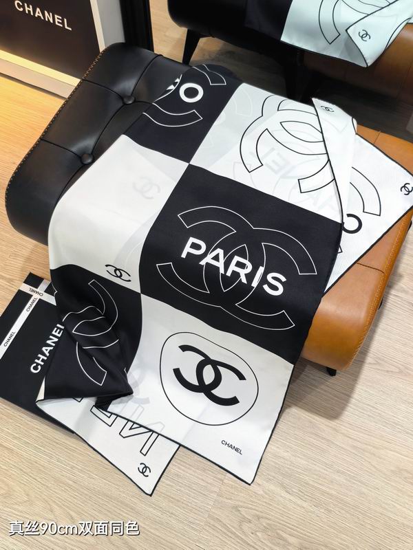 Chanel silk Scarf 90X90cm E191 (7)