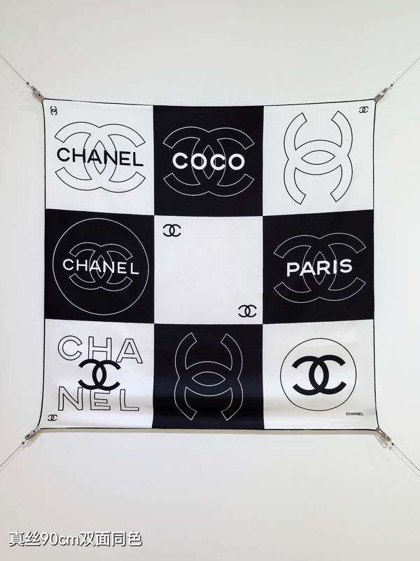 Chanel silk Scarf 90X90cm E191 (9)