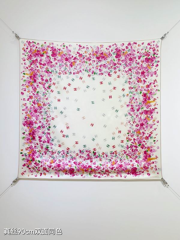 Chanel silk scarf 90X90cm E05 (9)