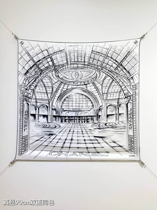 Chanel silk scarf 90X90cm E06 (18)