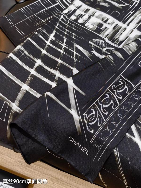 Chanel silk scarf 90X90cm E06 (6)