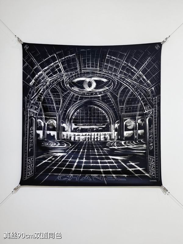 Chanel silk scarf 90X90cm E06 (9)