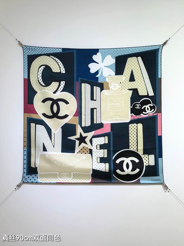 Chanel silk scarf 90X90cm E19 (20)