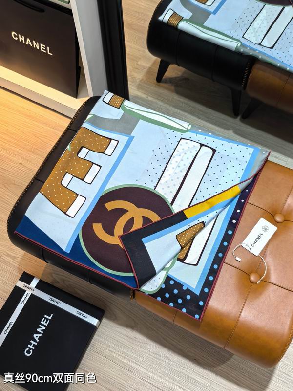 Chanel silk scarf 90X90cm E19 (29)