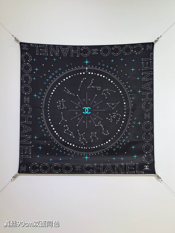 Chanel silk scarf 90X90cm E24 (9)