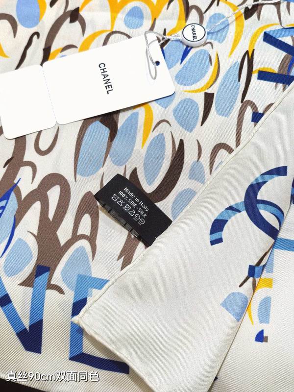 Chanel silk scarf 90X90cm E25 (4)