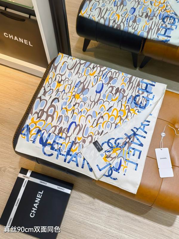 Chanel silk scarf 90X90cm E25 (7)
