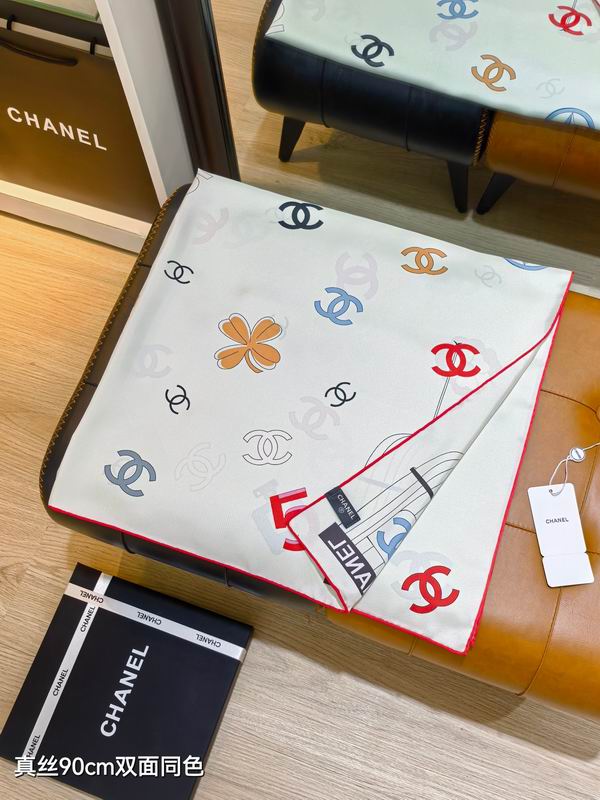 Chanel silk scarf 90X90cm E26 (8)