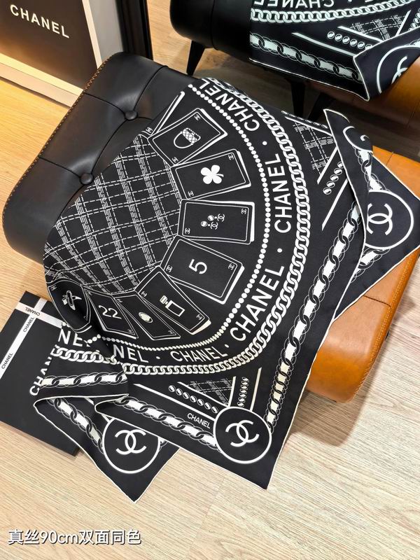 Chanel silk scarf 90X90cm E44 (7)