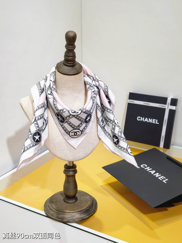 Chanel silk scarf 90X90cm E51 (12)