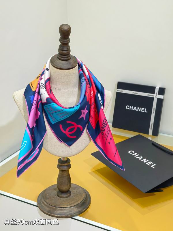 Chanel silk scarf 90X90cm E54 (3)