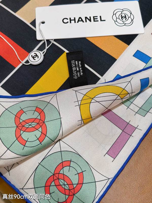 Chanel silk scarf 90X90cm E64 (4)