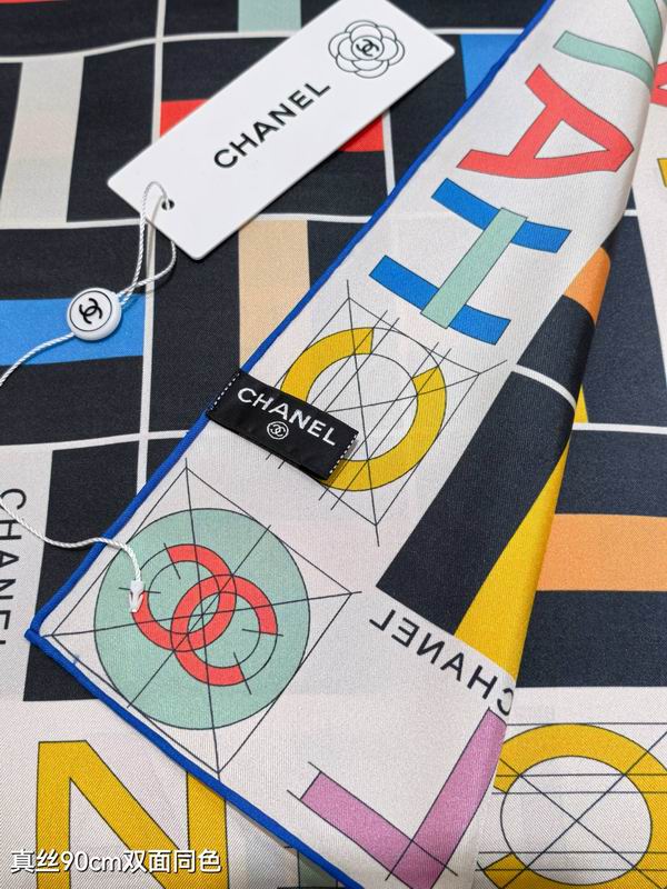 Chanel silk scarf 90X90cm E64 (5)