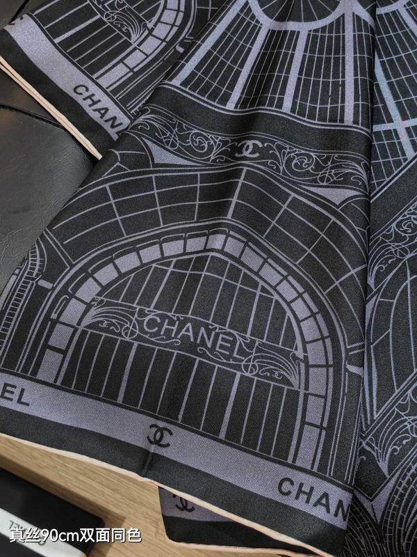 Chanel silk scarf 90X90cm E69 (6)