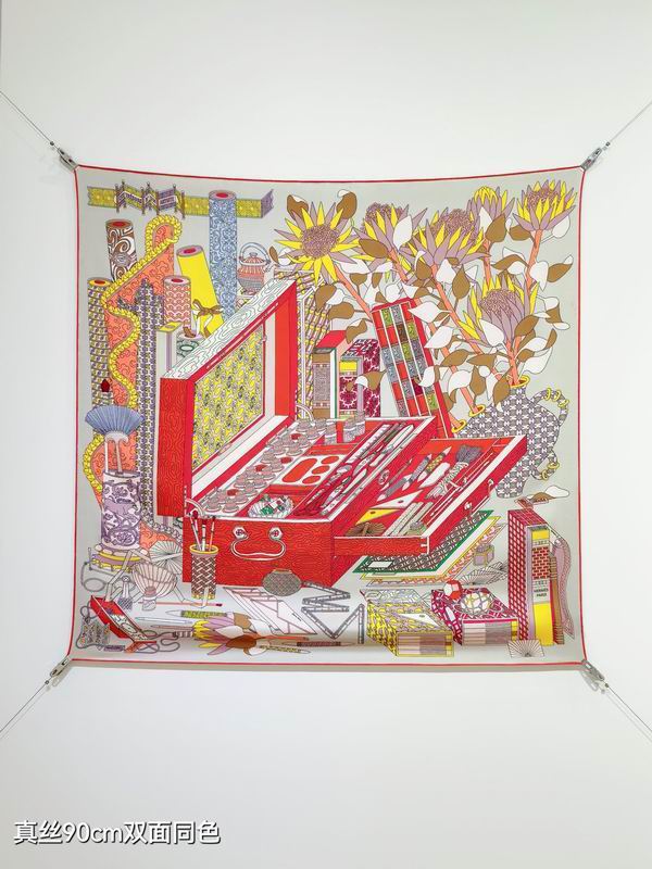 Hermes silk Scarf 90X90cm E08 (7)