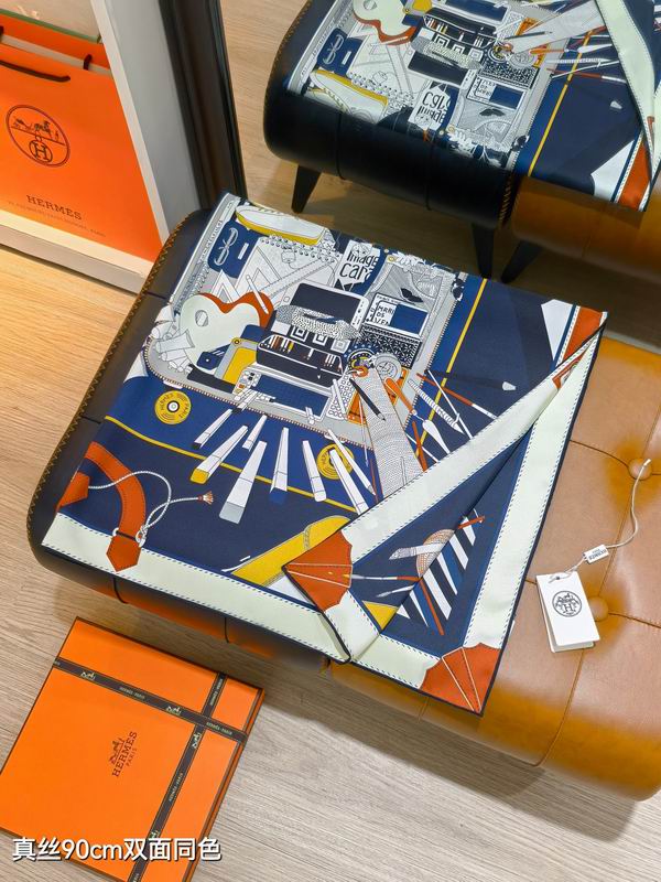 Hermes silk Scarf 90X90cm E121 (7)