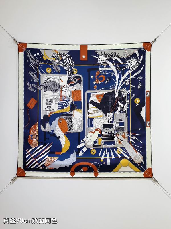 Hermes silk Scarf 90X90cm E121 (8)