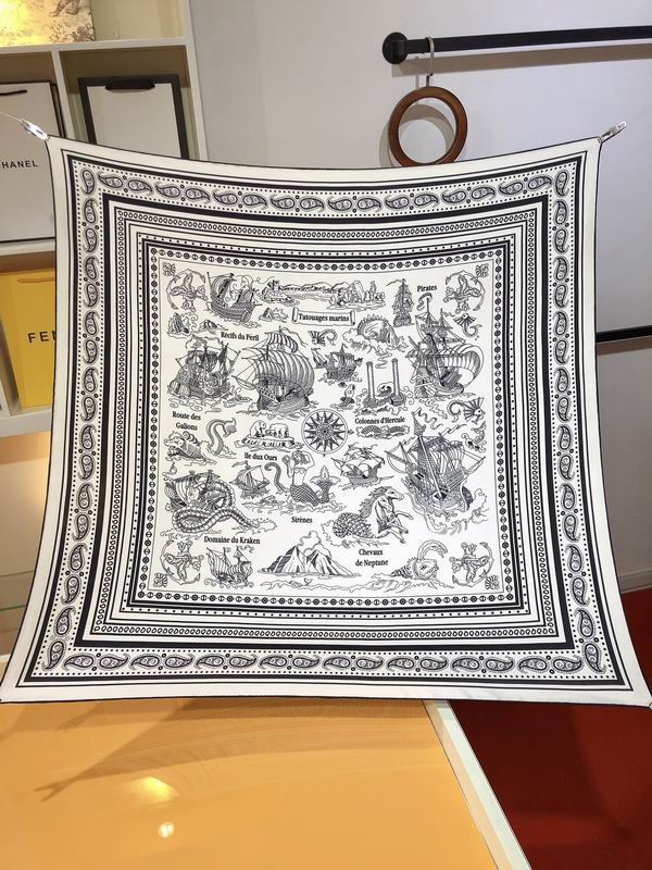 Hermes silk scarf 90X90cm E06 (18)
