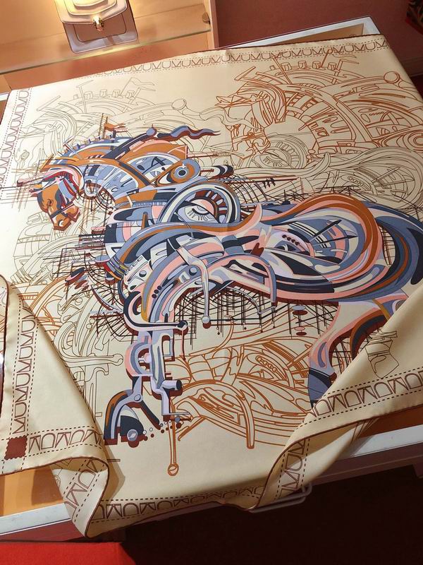 Hermes silk scarf 90X90cm E109 (6)