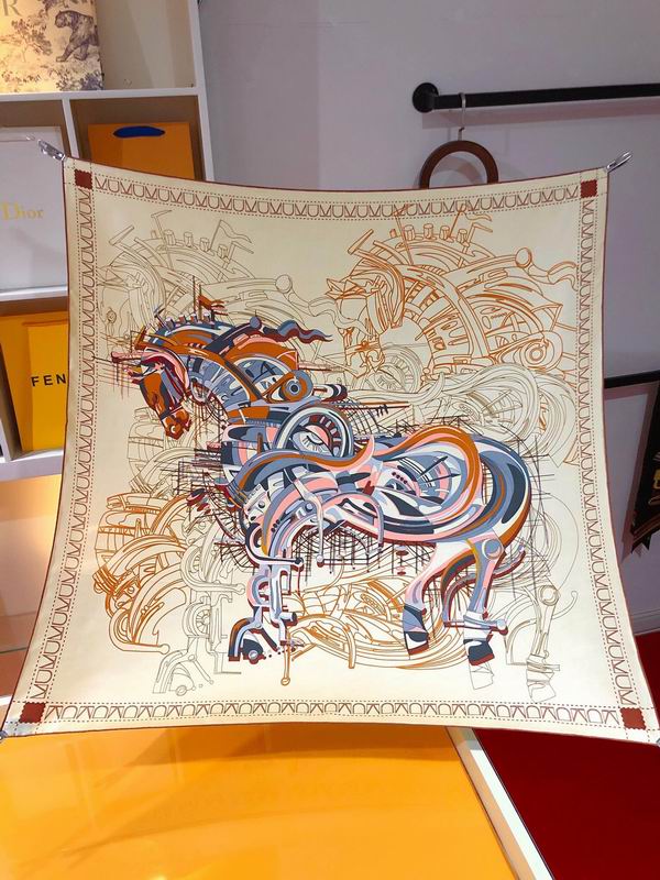Hermes silk scarf 90X90cm E109 (7)