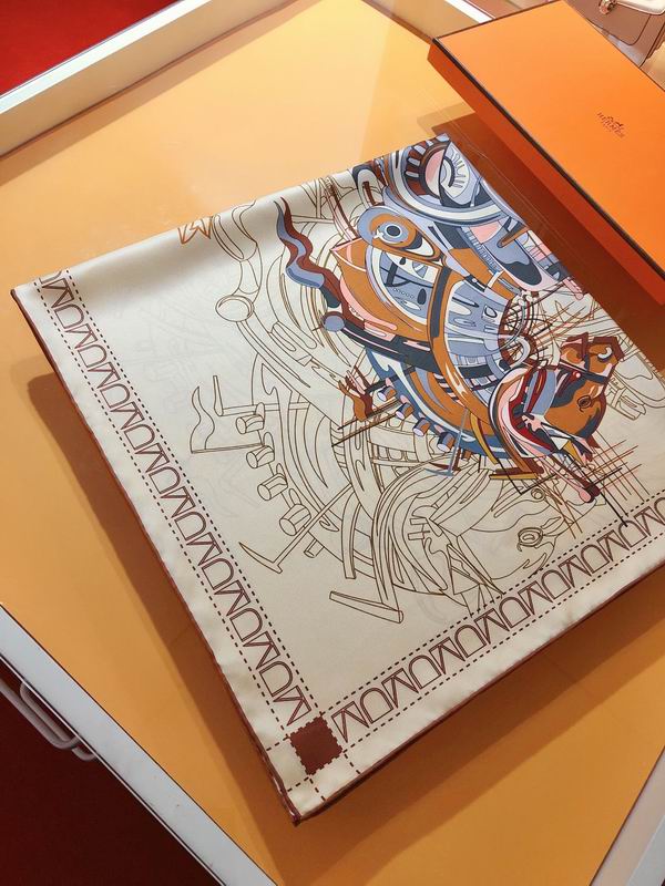 Hermes silk scarf 90X90cm E109 (8)