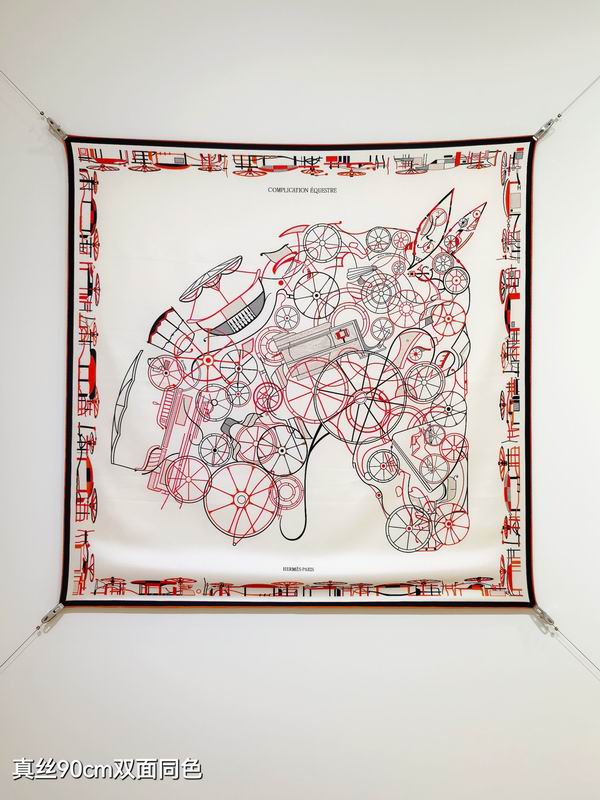 Hermes silk scarf 90X90cm E11 (28)