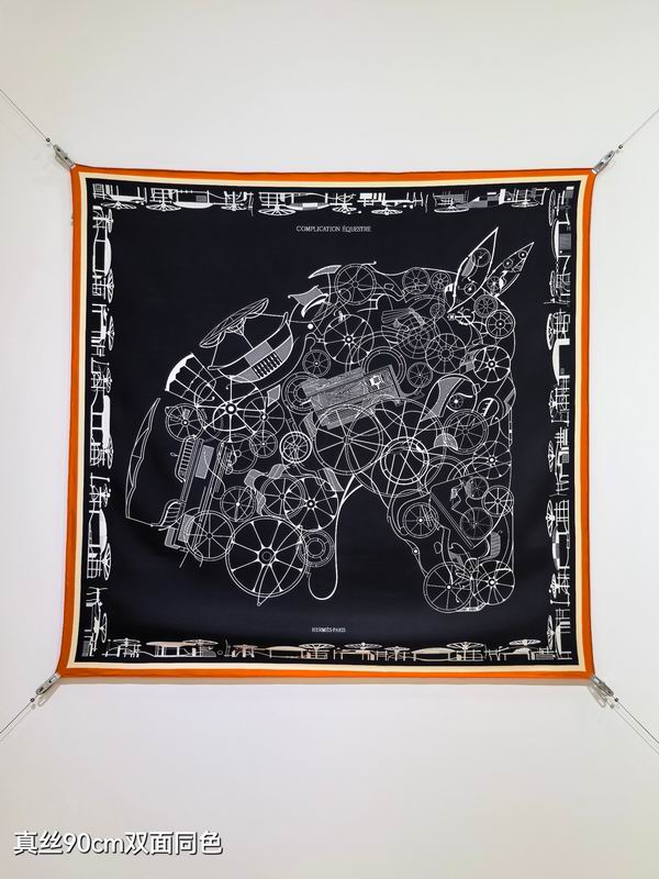Hermes silk scarf 90X90cm E11 (8)