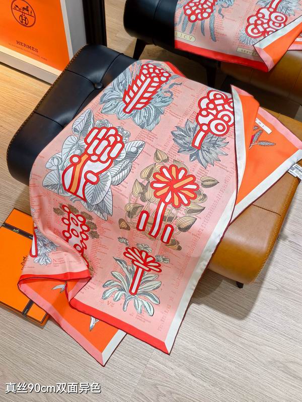 Hermes silk scarf 90X90cm E12 (23)