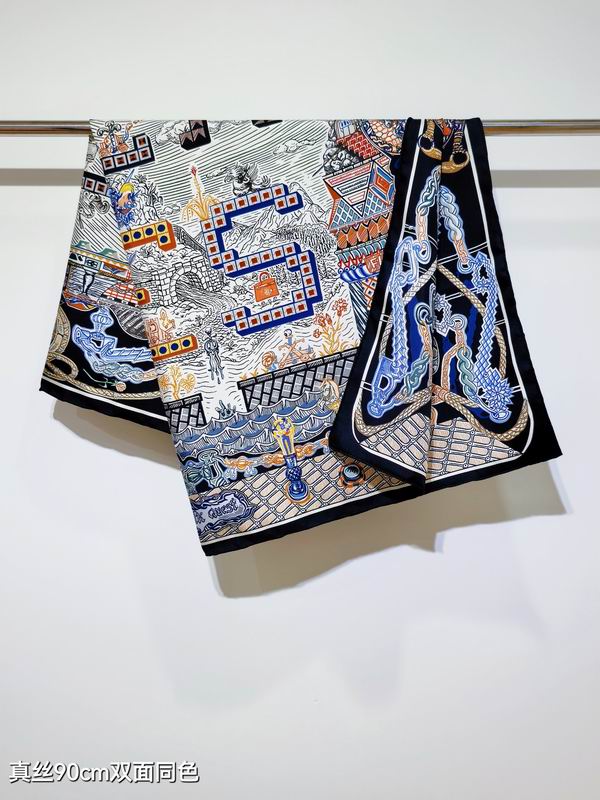 Hermes silk scarf 90X90cm E15 (13)