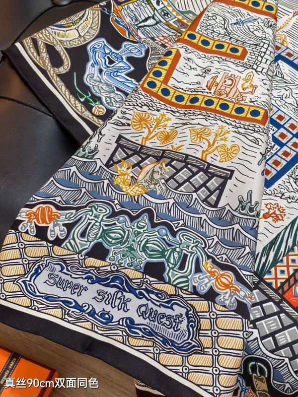 Hermes silk scarf 90X90cm E15 (15)