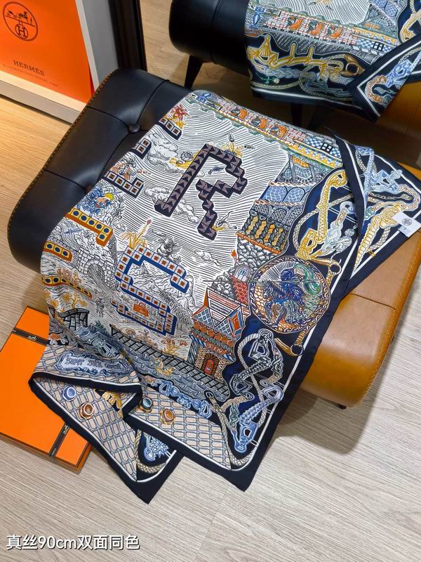 Hermes silk scarf 90X90cm E15 (16)