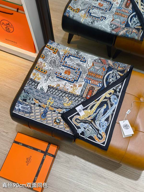 Hermes silk scarf 90X90cm E15 (17)