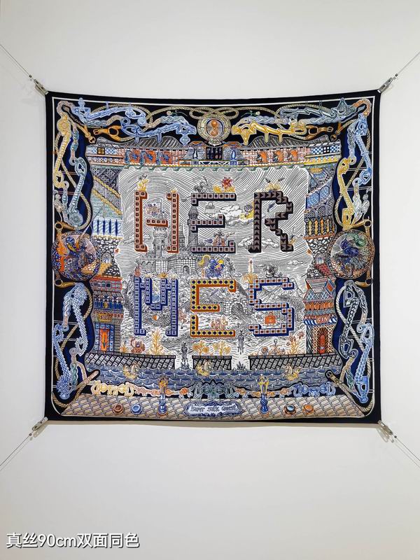 Hermes silk scarf 90X90cm E15 (18)